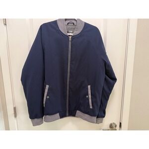 Under Armour Mens ColdGear Bomber Jacket Navy Blue Quilted Lining Size Large